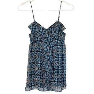 🟢1042 * Candie's Geometric Floral Dot Print Tank Black Blue Size S